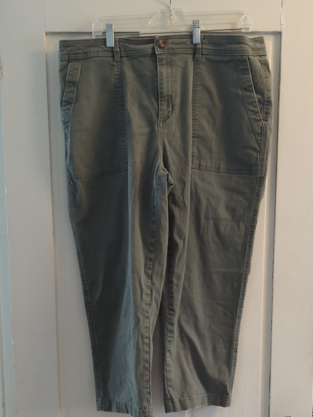 "a new day" Olive Green Patch-Pocket Chinos
